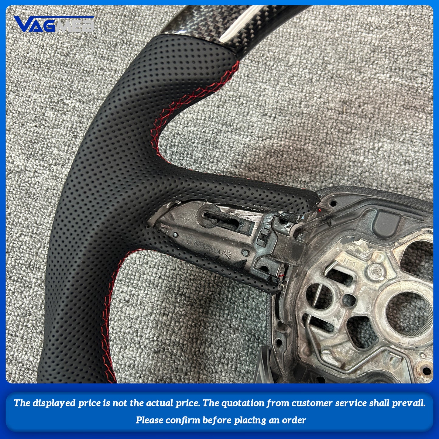 Customized For Audi Q3 Carbon Fiber Semi Perforated Flat Bottomed Sports Steering Wheel Upgrade