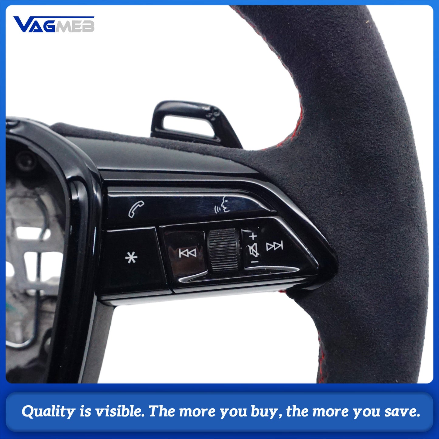 A is suitable for Audi A6 C8 A7 matte carbon fiber Alcantara multifunctional steering wheel with heating, Car Accessories
