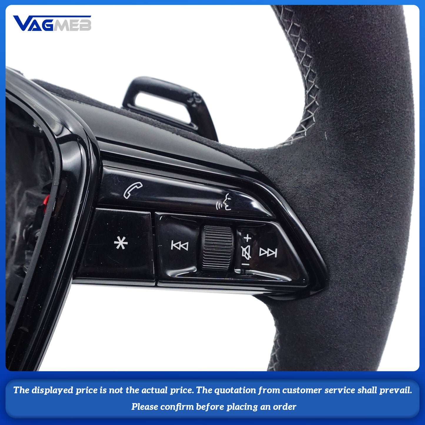 Matte carbon fiber black stitching sports flat bottomed steering wheel with heating belt paddles For Audi A6 C8