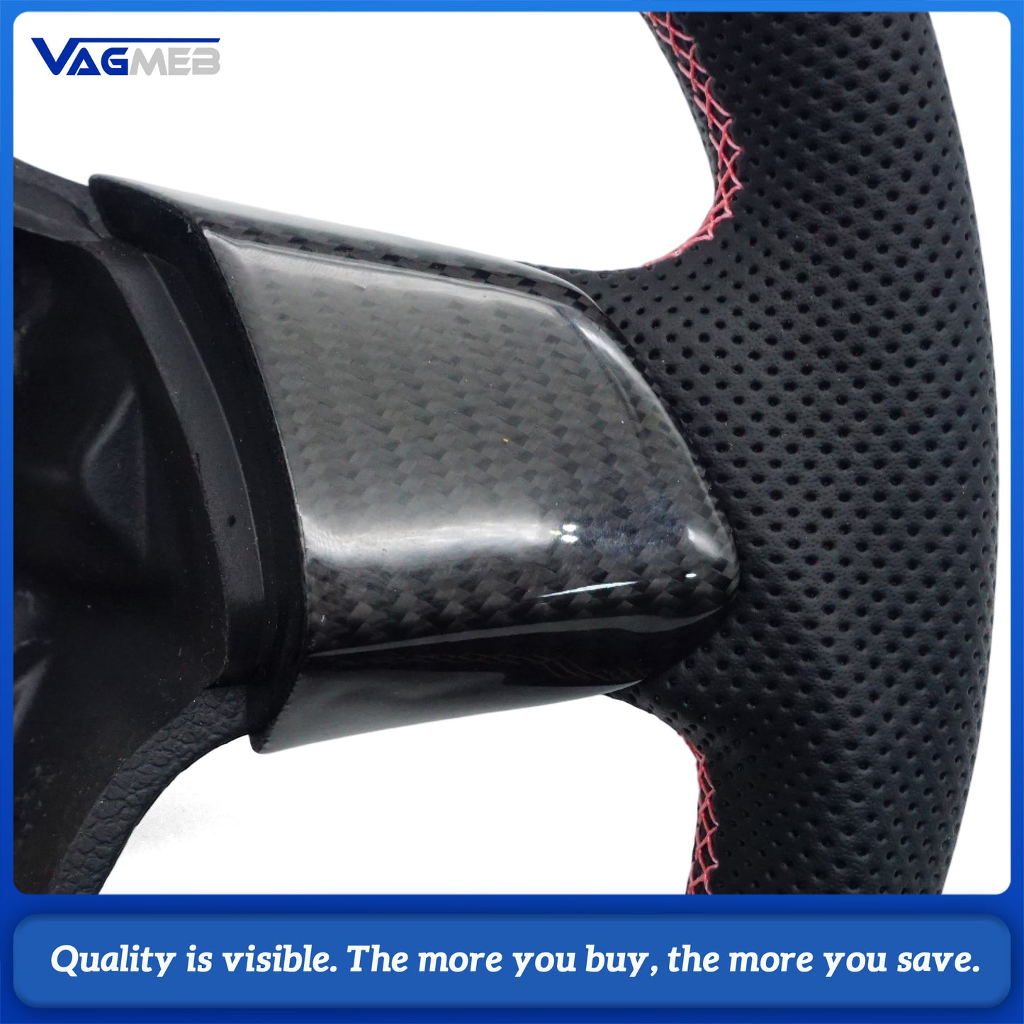 Real Carbon Fiber Steering Wheel Perforated Leather For VW Golf 6 MK6 2009-2013 Polo GTI Passat R-Line Real Carbon