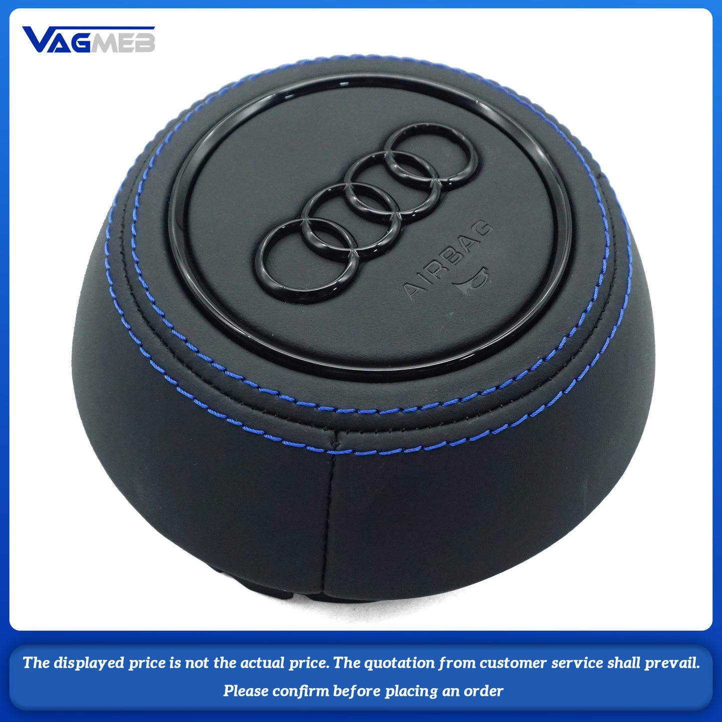 Steering wheel airbag cover multifunction steering wheel For Audi TT Leather blue thread
