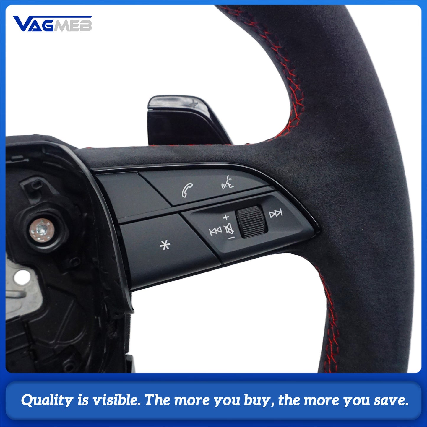 Upgraded all Alcantara material steering wheel with rfor Audi Q5 FY Q7 4M Q8 with paddle shifters button version With heating function