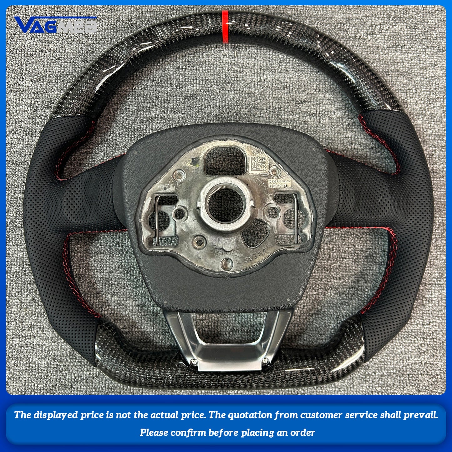Customized For Audi Q3 Carbon Fiber Semi Perforated Flat Bottomed Sports Steering Wheel Upgrade