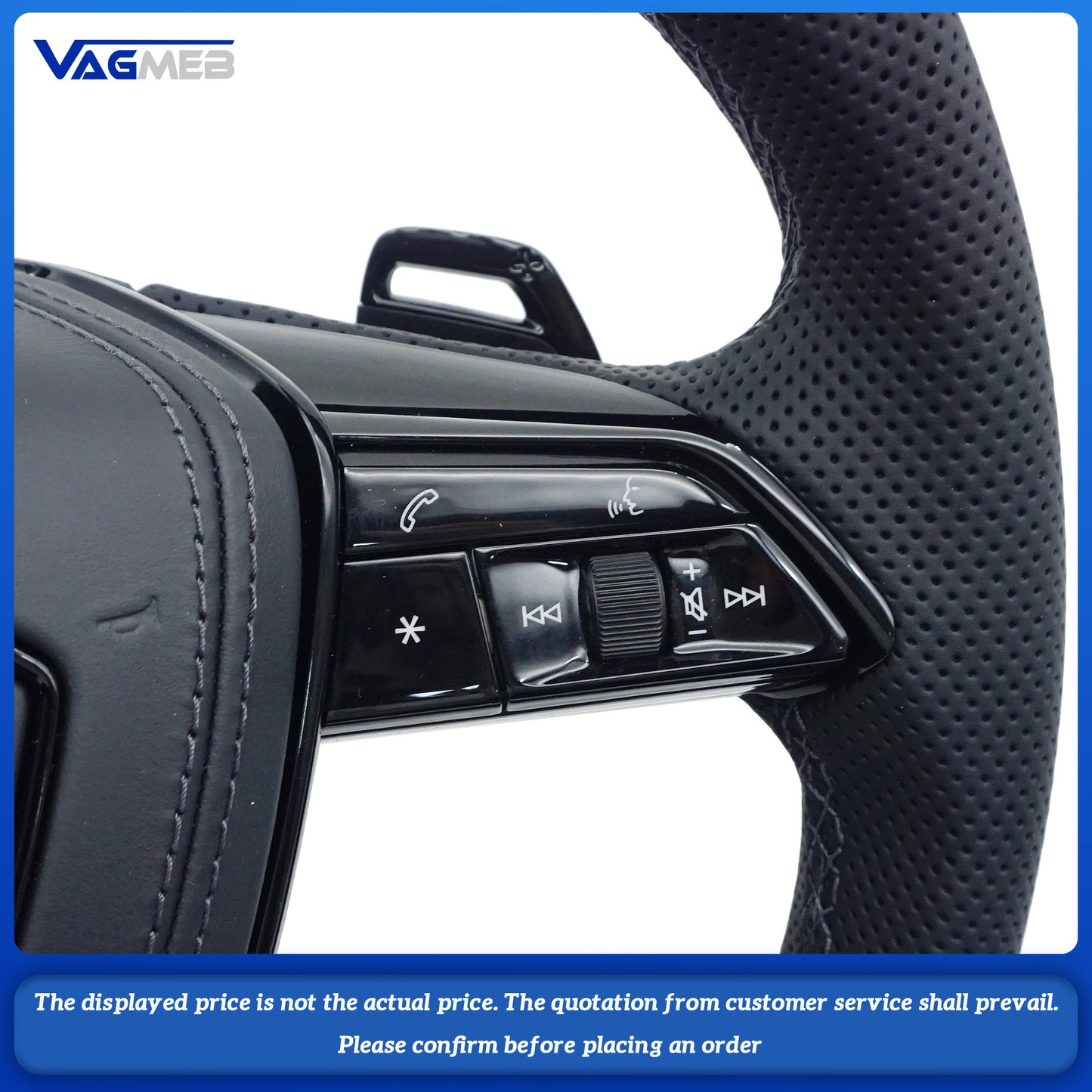 With Heating For Audi A6 A7 A8L Modified C8 Leather Perforated Steering Wheel Sports Steering Wheel Campaign Accessories