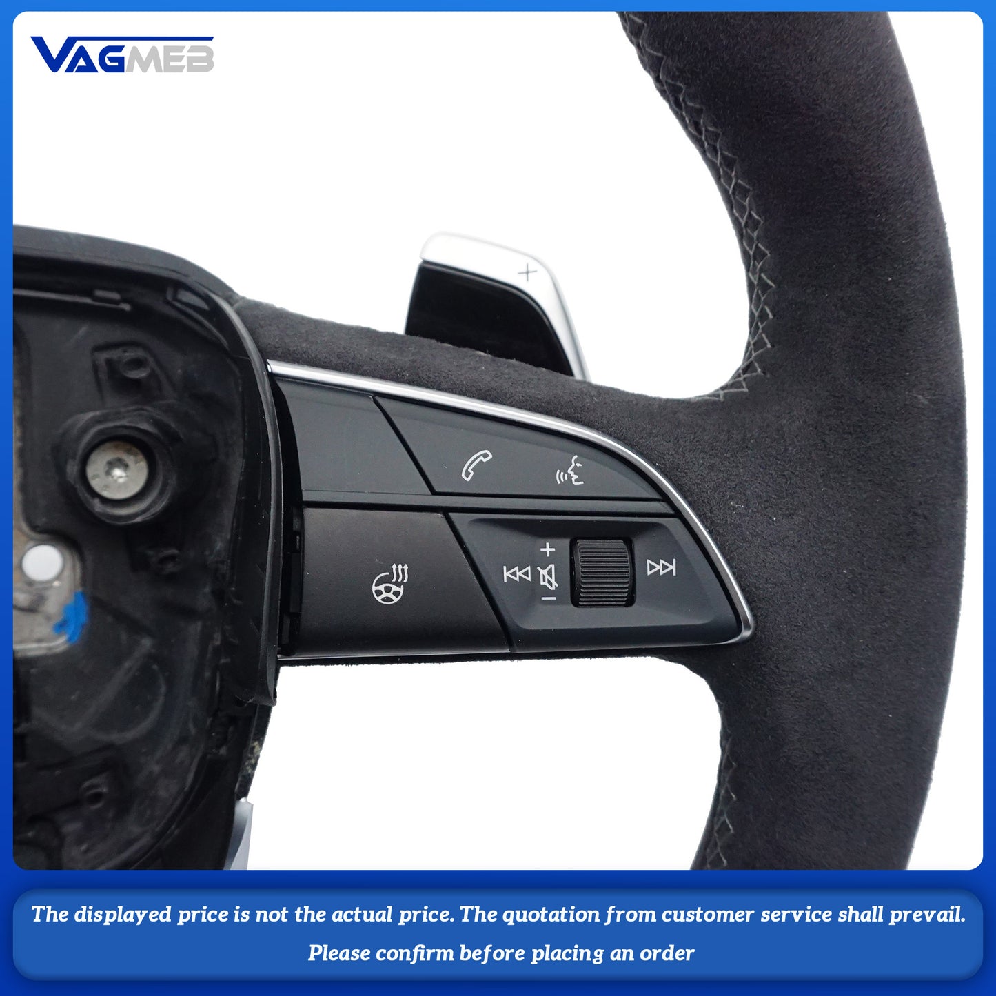 Matte carbon fiber gray stitching sports flat bottomed steering wheel with heating belt paddles For Audi Q5 FY