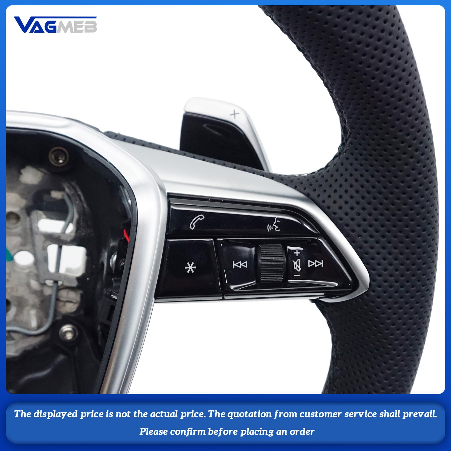 For Audi A6 C8 Full Alcantara Leather Multifunction Steering Wheel With Key Button Assembly