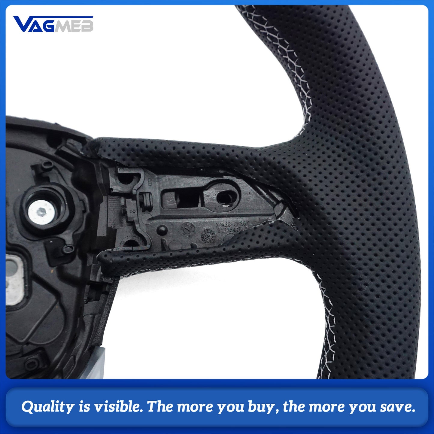 For Audi Q5 FY fully perforated leather with white stitching, flat bottomed sports steering wheel with heating