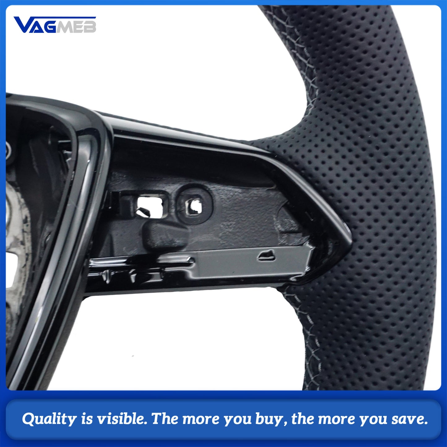 For Audi A6 C8 S Logo Semi-Perforated Leather Steering Wheel – Dark Gray Stitching, Heated, with HOD Decoder