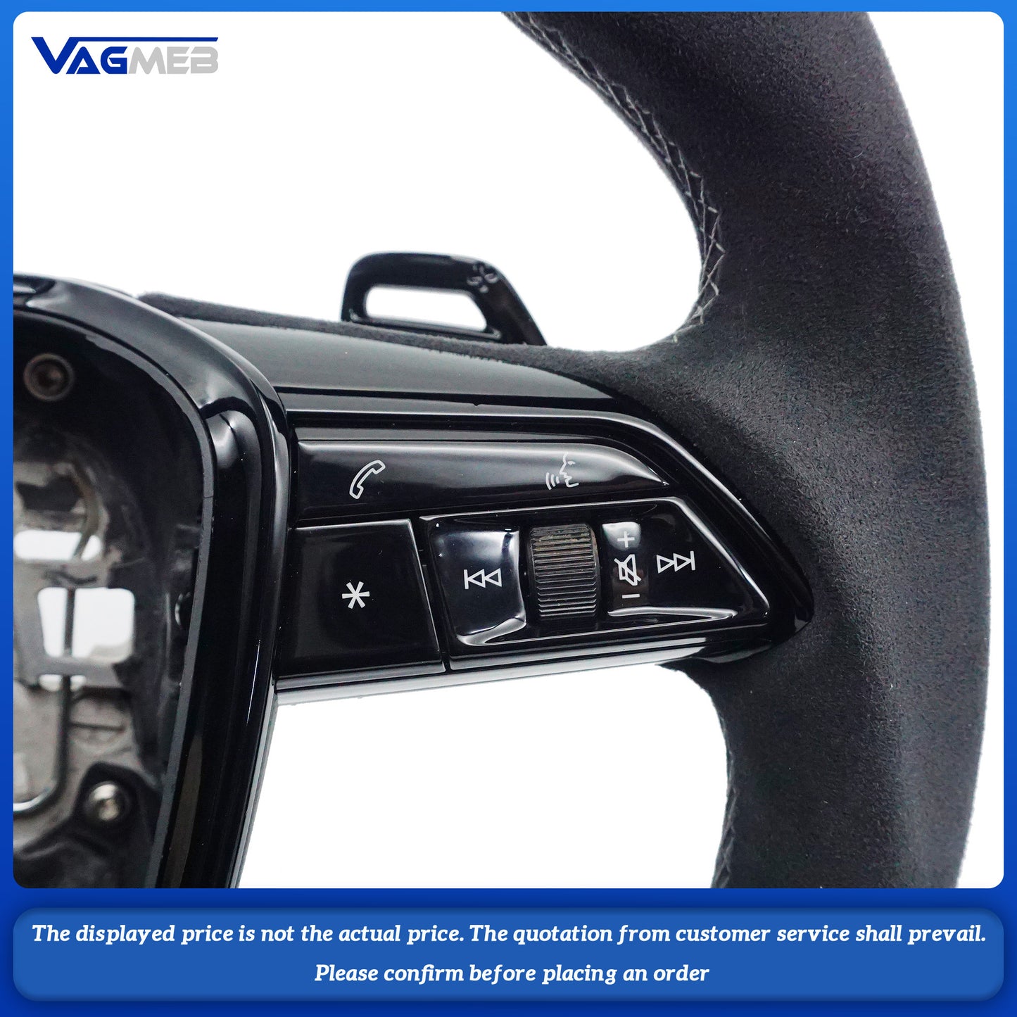 Carbon fiber Alcantara Gray line stitching multifunctional sports steering wheel with heating for Audi A6 C8, Car Accessories