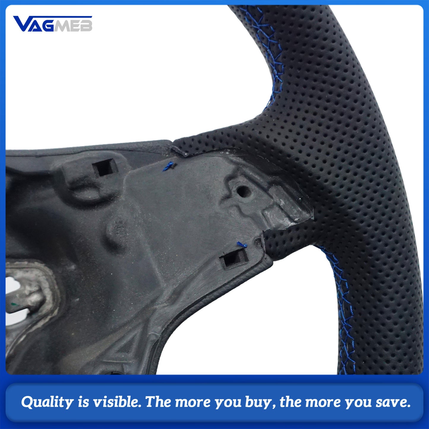 Leather perforated flat bottomed power steering wheel for VW Golf 7 MK7  Car Accessories