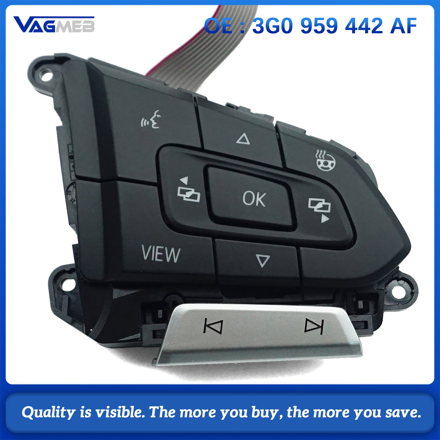 For VW Golf MK8 T-Roc Tiguan MK2 steering wheel ACC button with heating Function 3G0 959 442 AF
