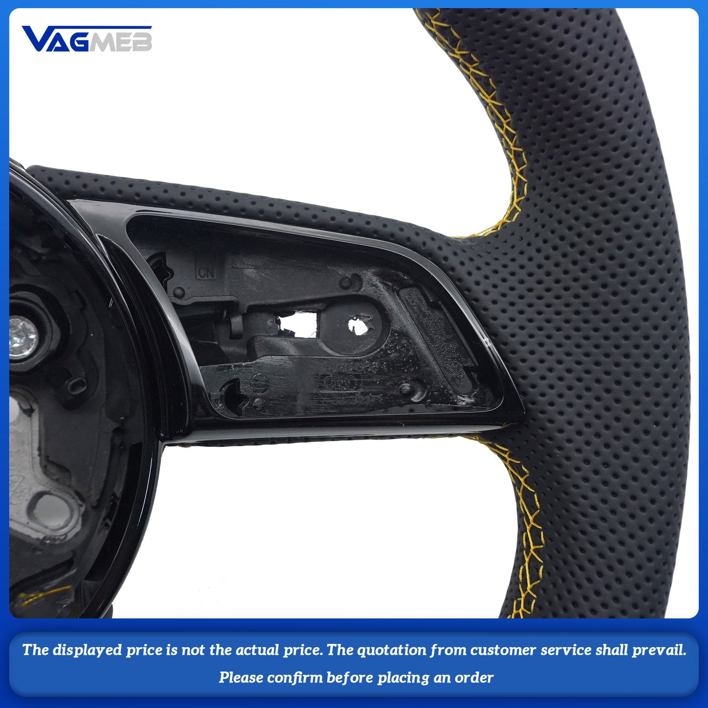 For Audi S logo A4 B9 yellow line steering wheel