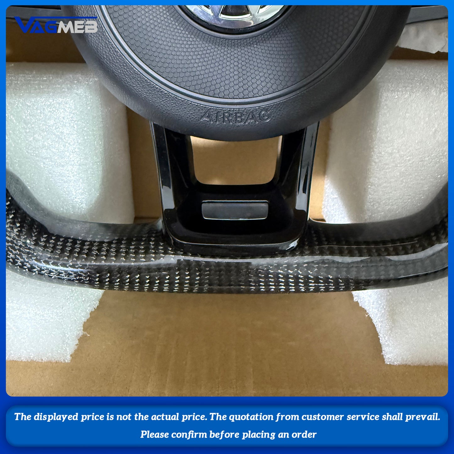 Glossy Carbon Fibre Leather Steering Wheel for VW Polo Golf 6 7 7.5 8 R GTI Passat B6 B7 CCMK6 Mk7 Jetta