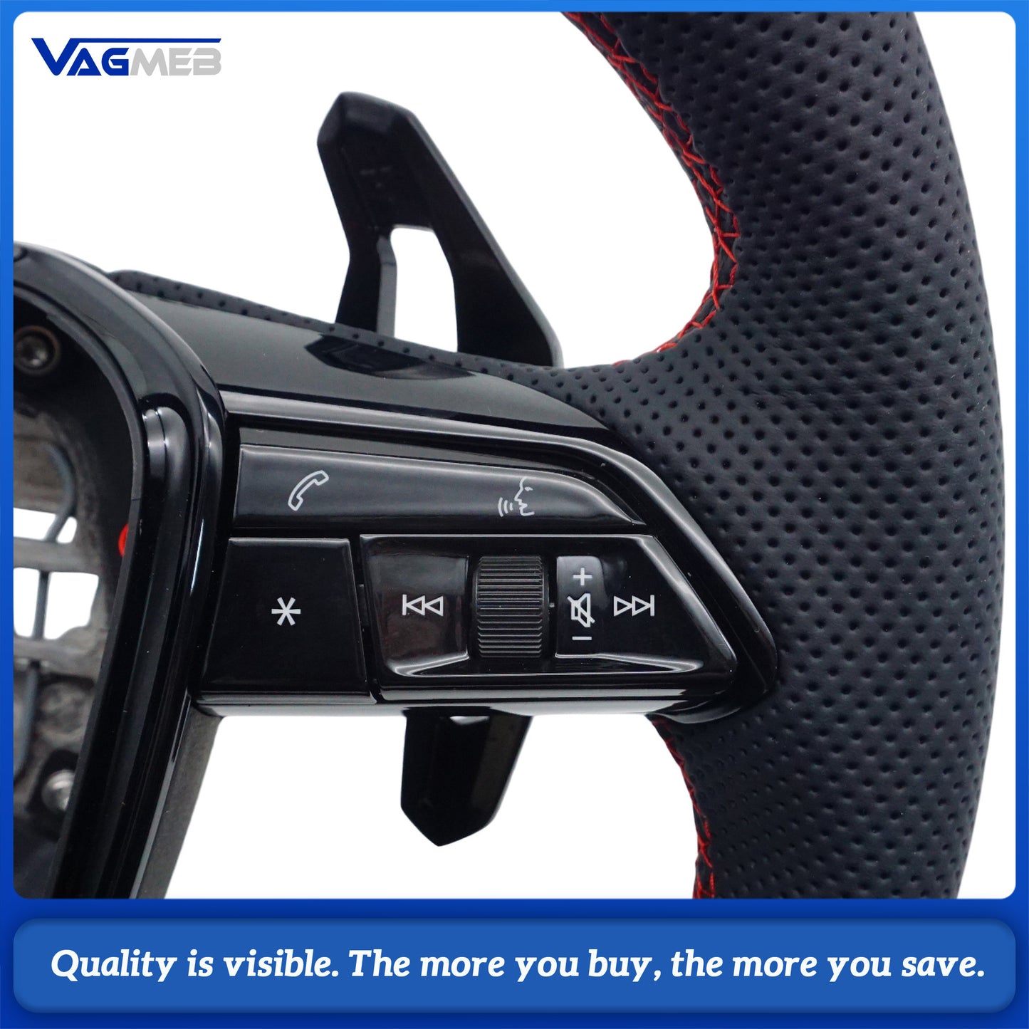 Blackened steering wheel suitable for Audi A6 C8 A7 red stitched leather sport steering wheel with heating