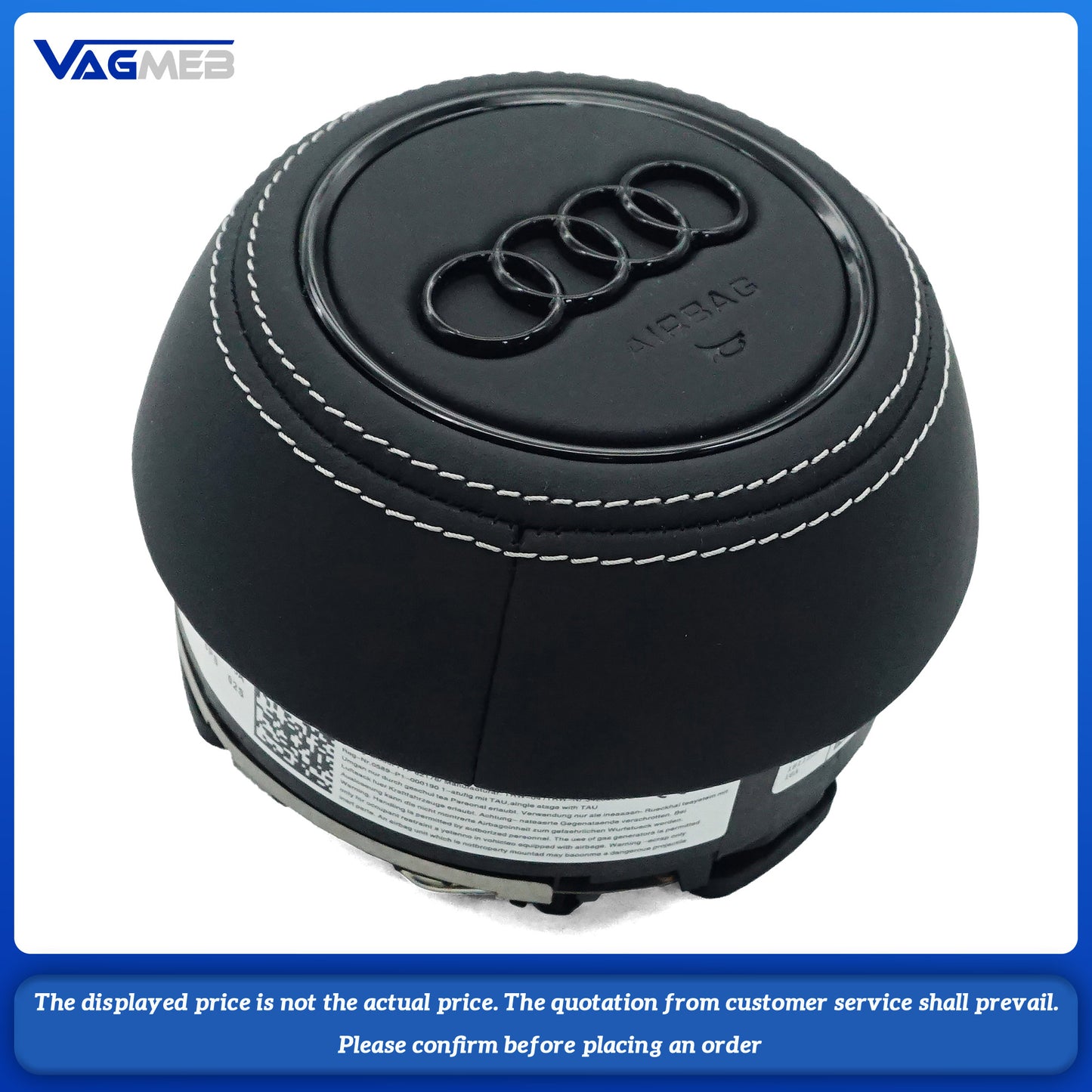 Steering wheel airbag cover multifunction steering wheel For Audi A4B9 Dermal white thread
