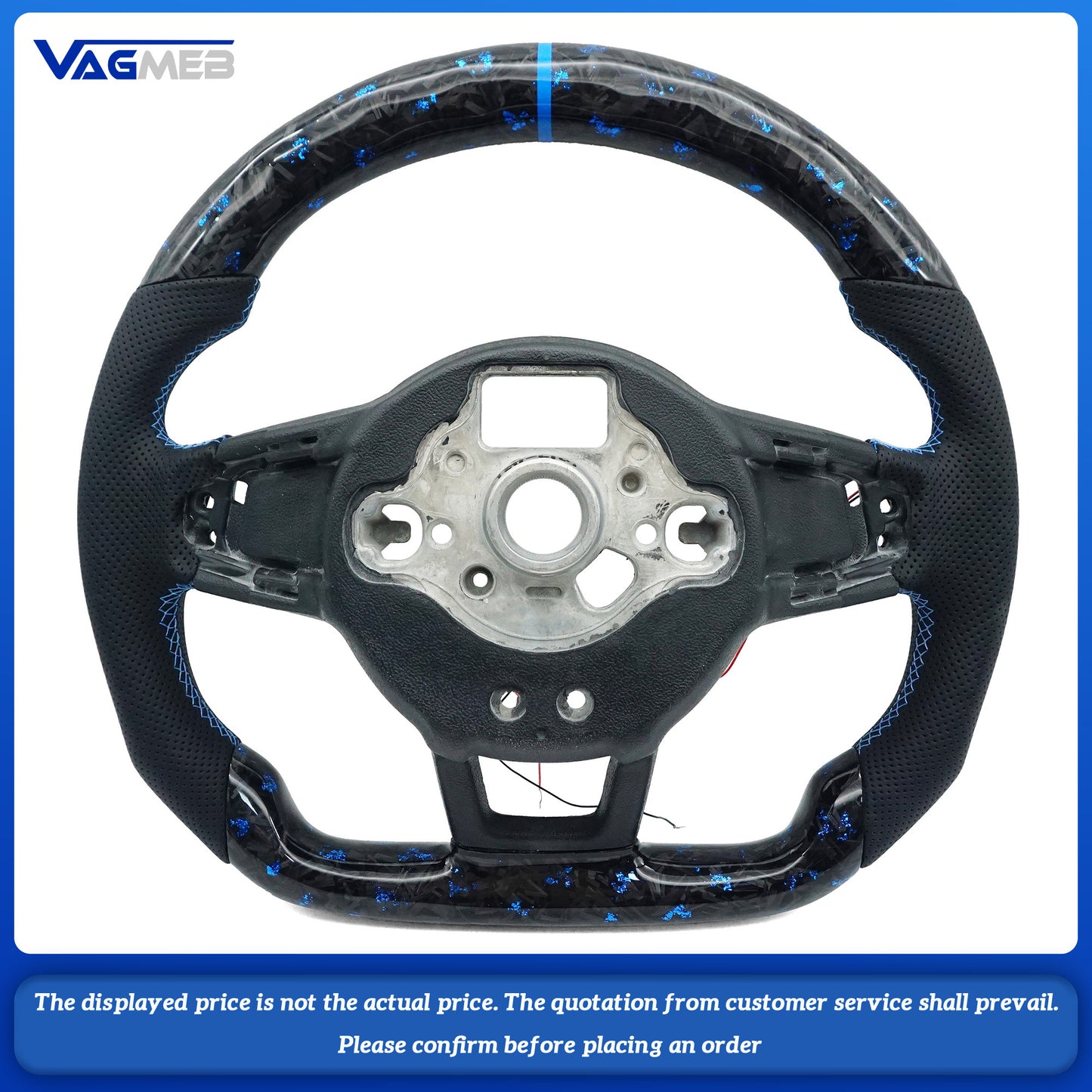 LED Carbon Fiber Steering Wheel Blue Mooring For Volkswagen Golf 7 MK7 MK7.5 GTI R GTD GTE Passat b8 Tiguan MK2 Polo