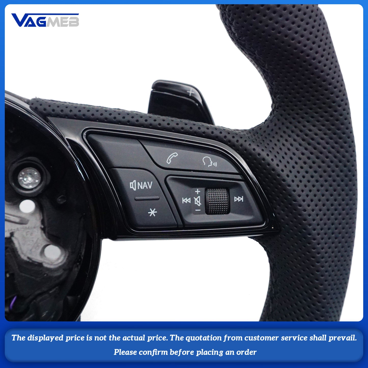For Audi S Logo A4 B9 leather Full punch half punch Multi-color stitching various styles of paddles steering wheel