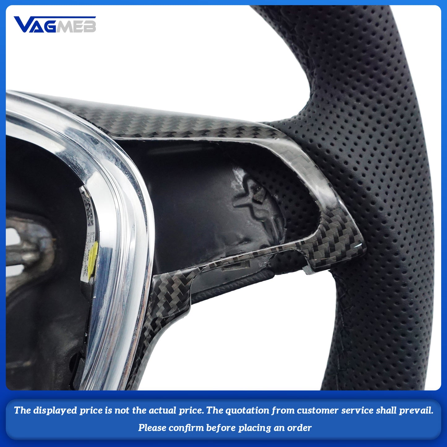 Multi Functional Semi Perforated Leather Carbon Fiber flat bottomed customized steering wheel,For VW GOLF MK7