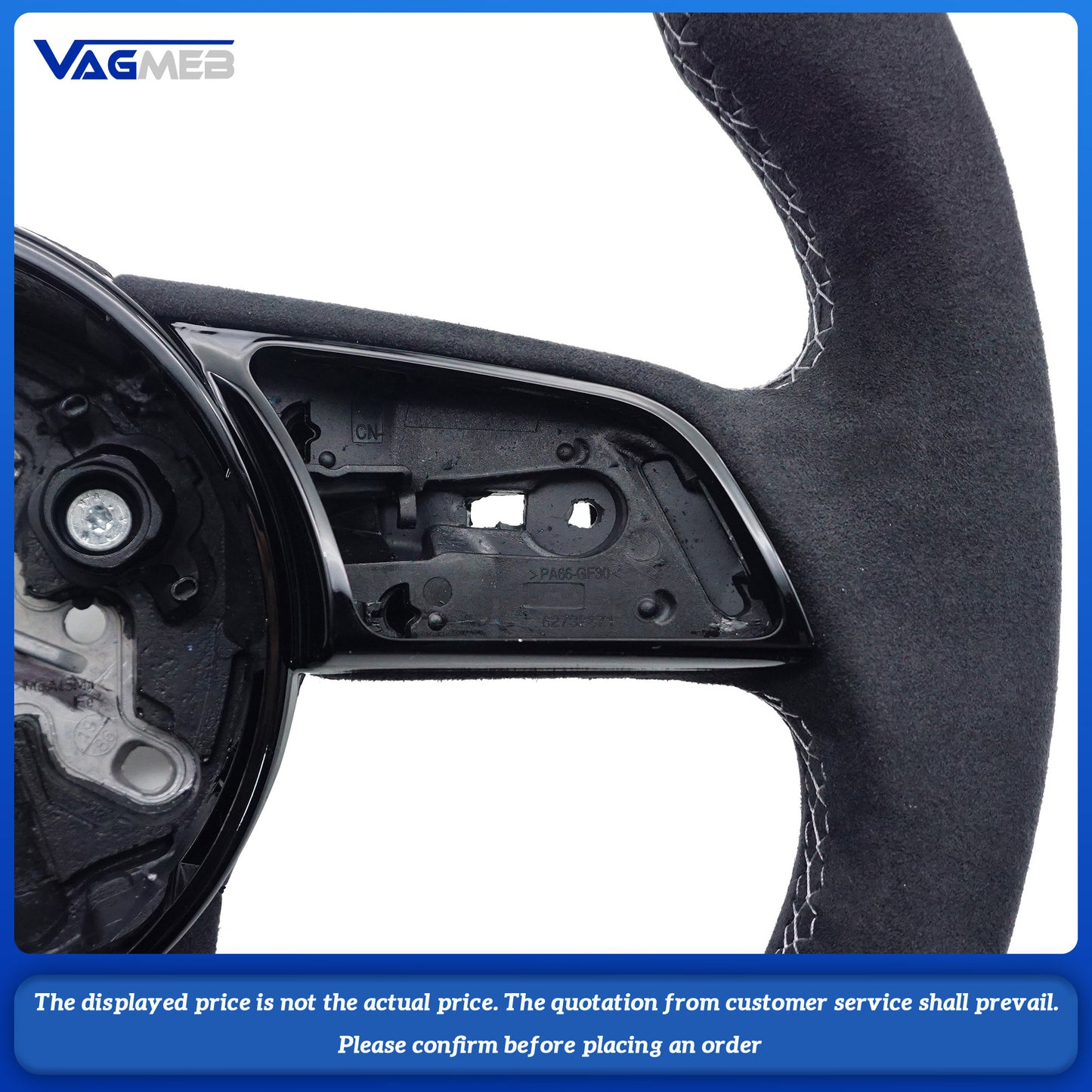 For Audi A4B9 Fully Perforated Semi-Perforated Genuine Leather Suede Flats Steering Wheel