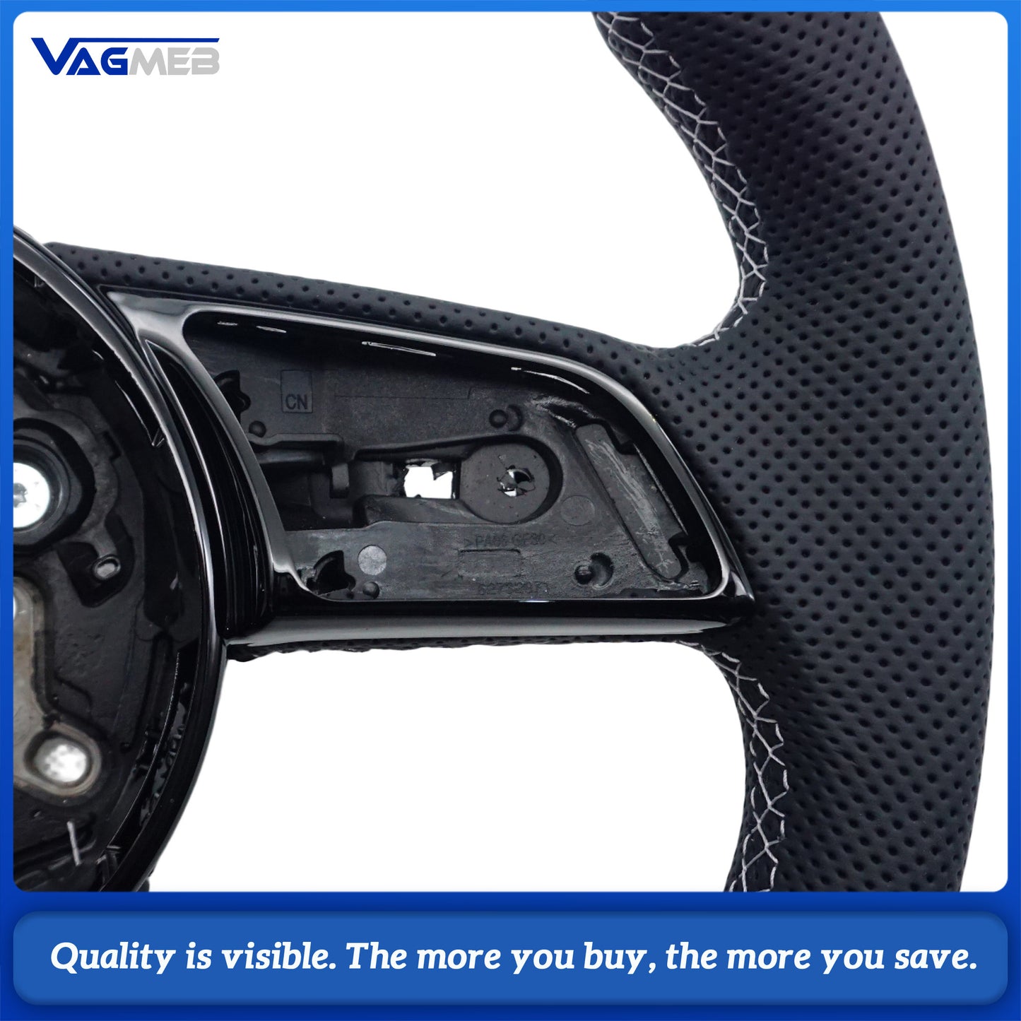 For Audi A4 B9 Custom leather semi-perforated steering wheel with multi-color center logo