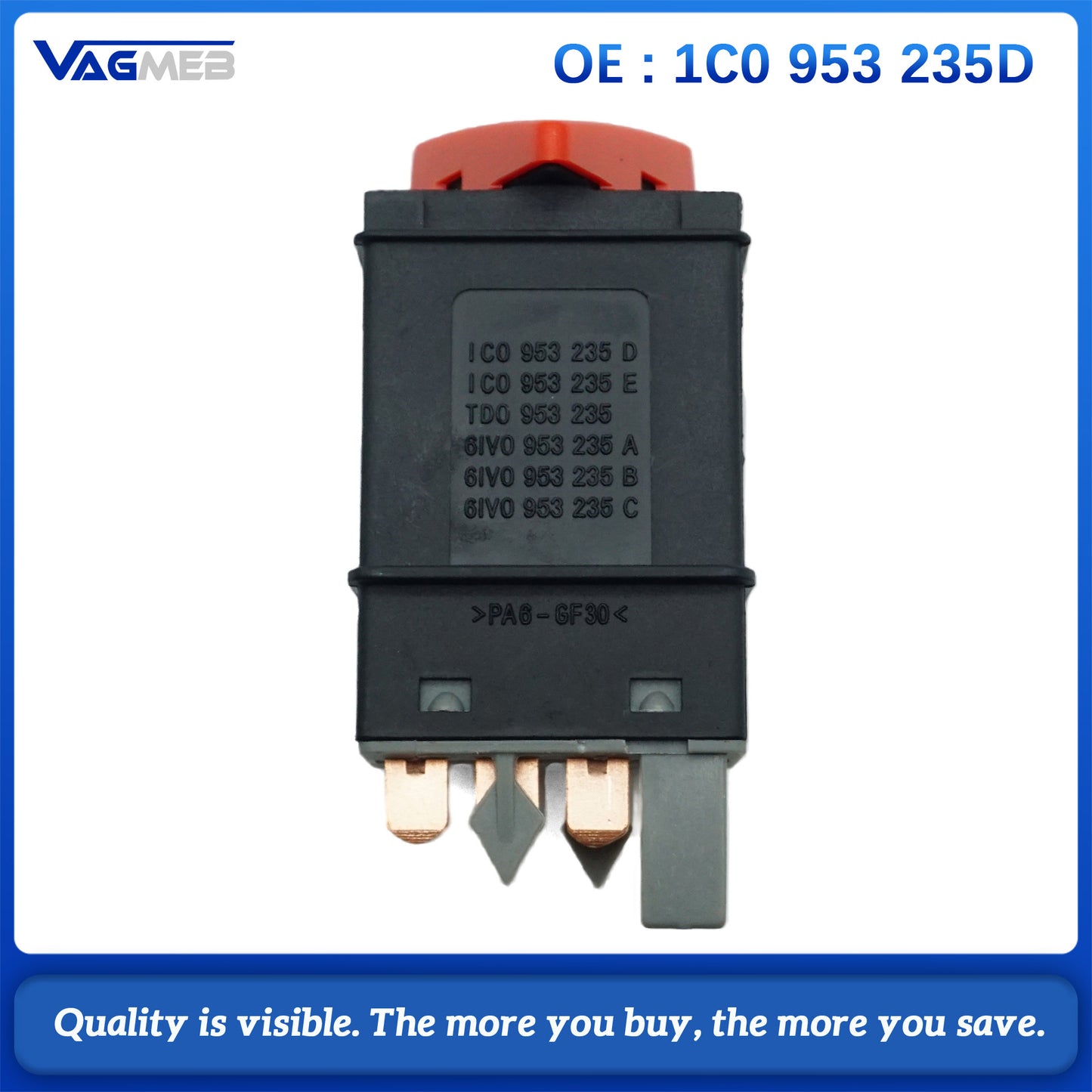 1C0 953 235 D Suitable For VW Polo Automobile Emergency Alarm Light Danger Warning Light Double Flash Switch