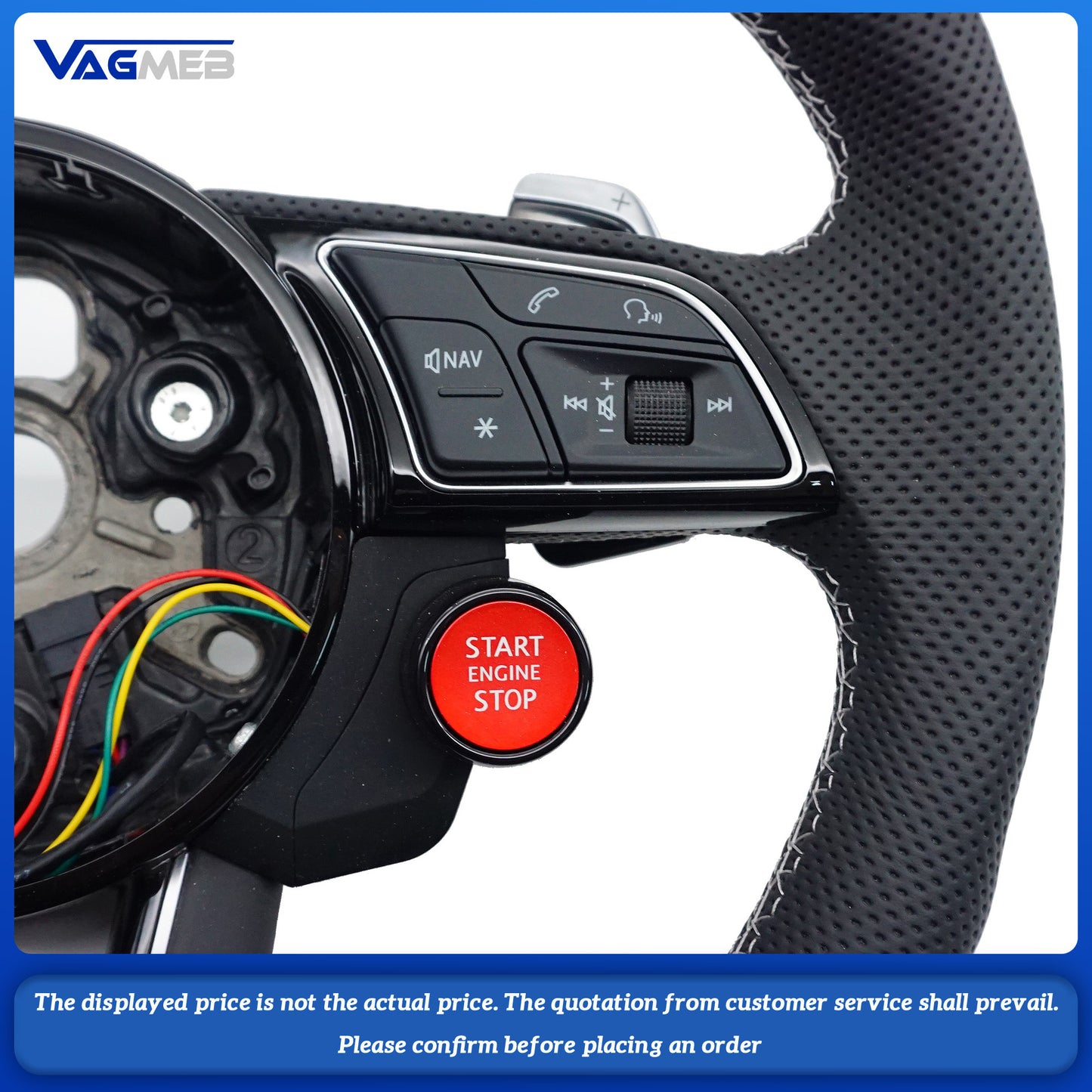Car Steering Wheel Custom Made Leather For Audi A3 8V Flat Bottomed Steering Wheel Car Interior Accessories