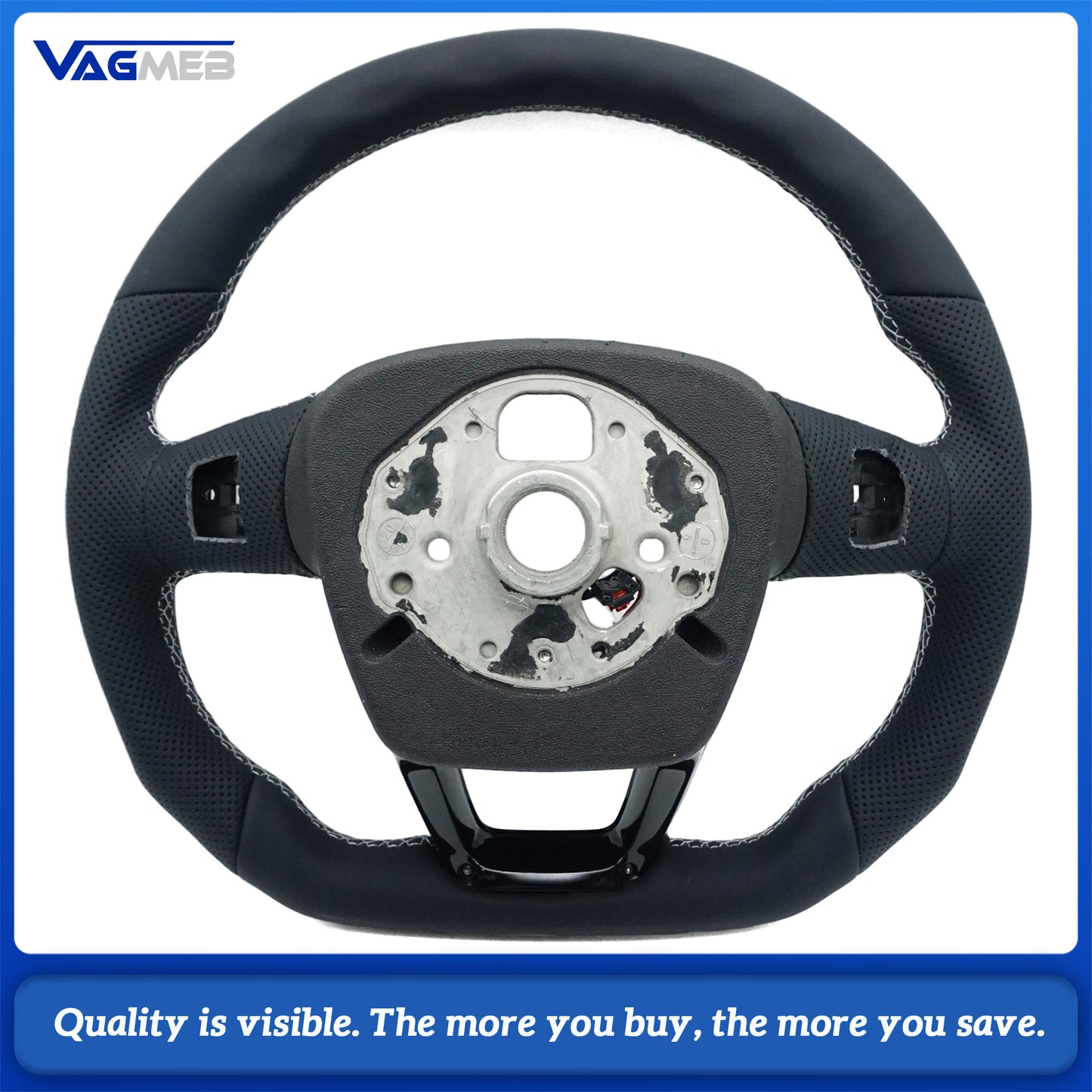 A Perforated leather Sports steering wheel for Audi Q5 FY Q7 4M Q8 S RS LOGO multifunctional steering wheel With Heated