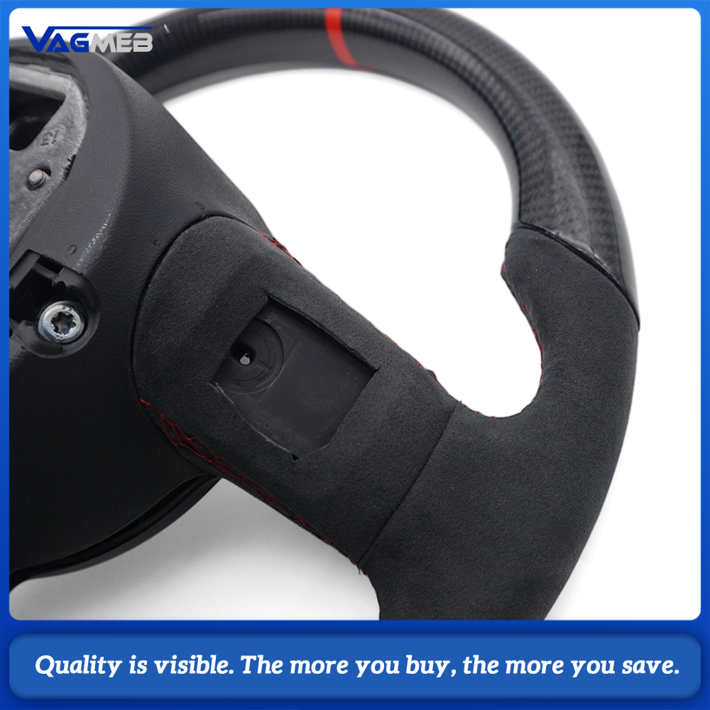 Car Carbon Fiber Half Suede Steering Wheel Red Stitching Red Center Marker Racing Steering Wheel For Old Audi R8