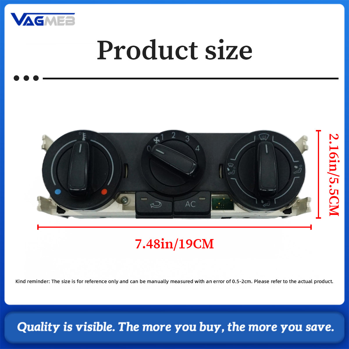 Manual Fresh Air Conditioning Heater Climate Control Panel Knob Switch For VW Polo 6R0 820 045K