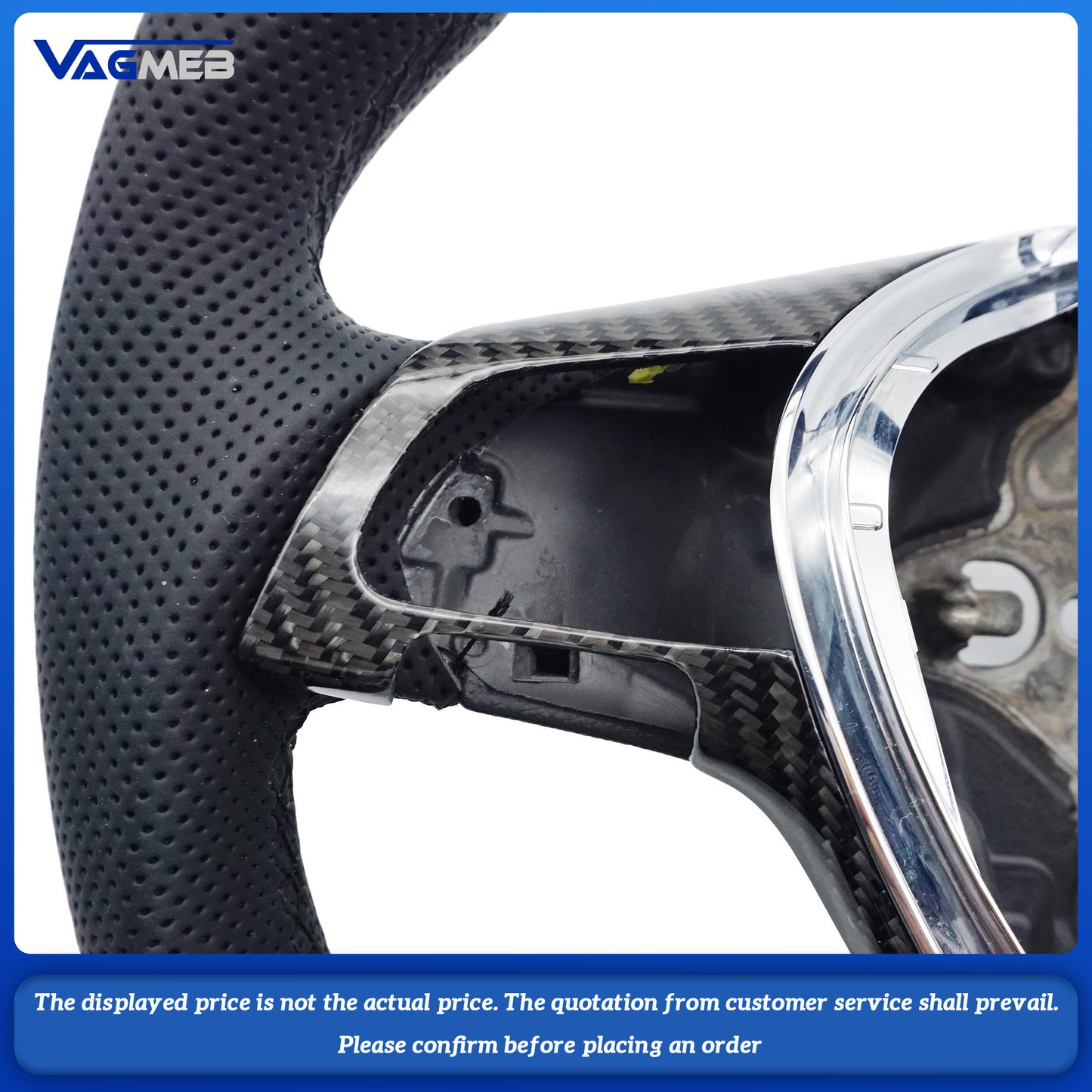 Multi Functional Semi Perforated Leather Carbon Fiber flat bottomed customized steering wheel,For VW GOLF MK7