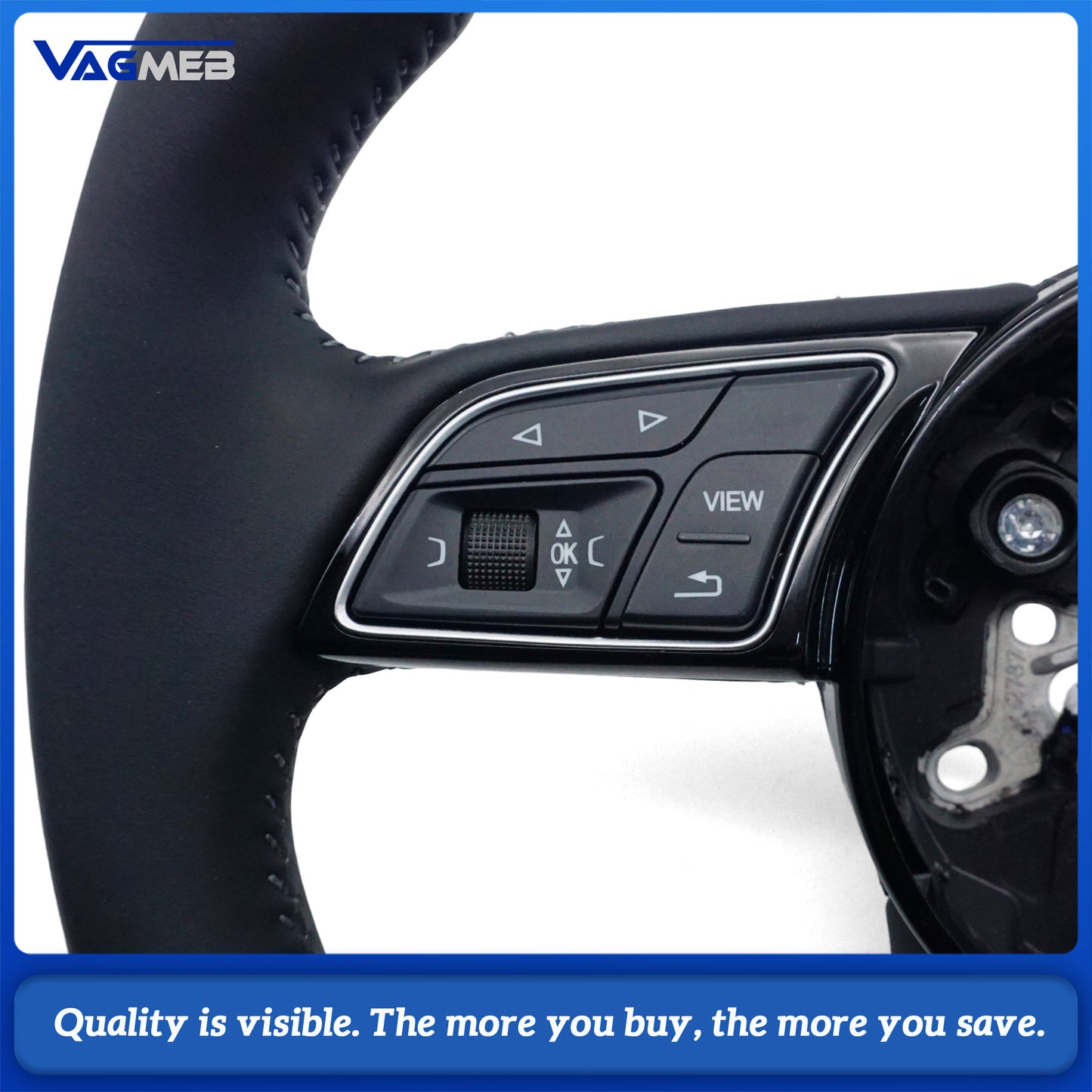 Multi functional perforated leather flat bottomed sports steering wheel with heating, For Audi A38V