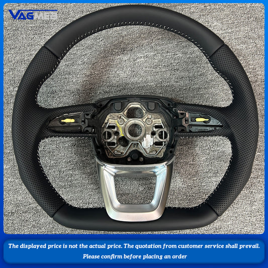 For Audi Q3 Multifunctional Perforated Leather Flat Bottomed Sports RSS Logo Steering Wheel Base Assembly