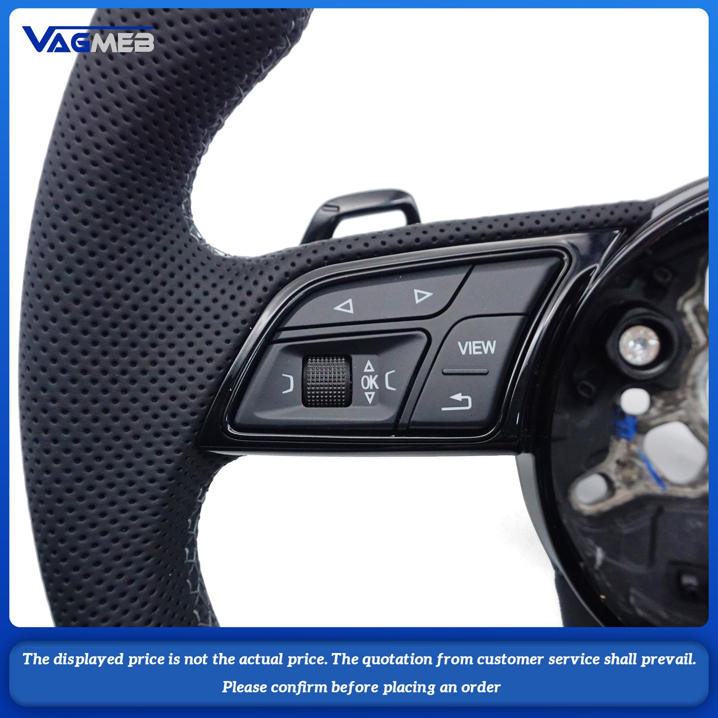 For Audi S Logo A4 B9 leather Full punch half punch Multi-color stitching various styles of paddles steering wheel