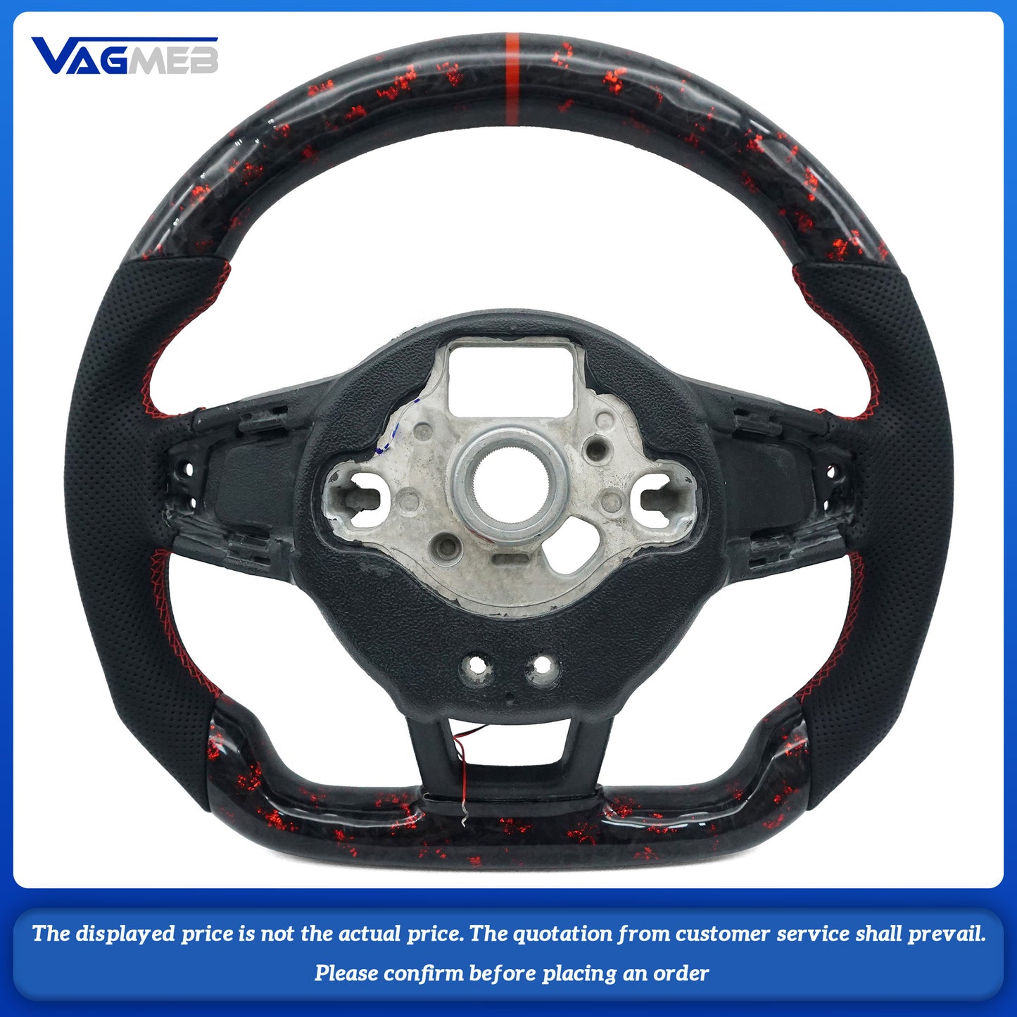 For VW Golf 7 (MK7, MK7.5) GTI R, GTD, GTE models with LED lighting, red foil carbon fiber trim, and R8 dual-spoke steering wheel