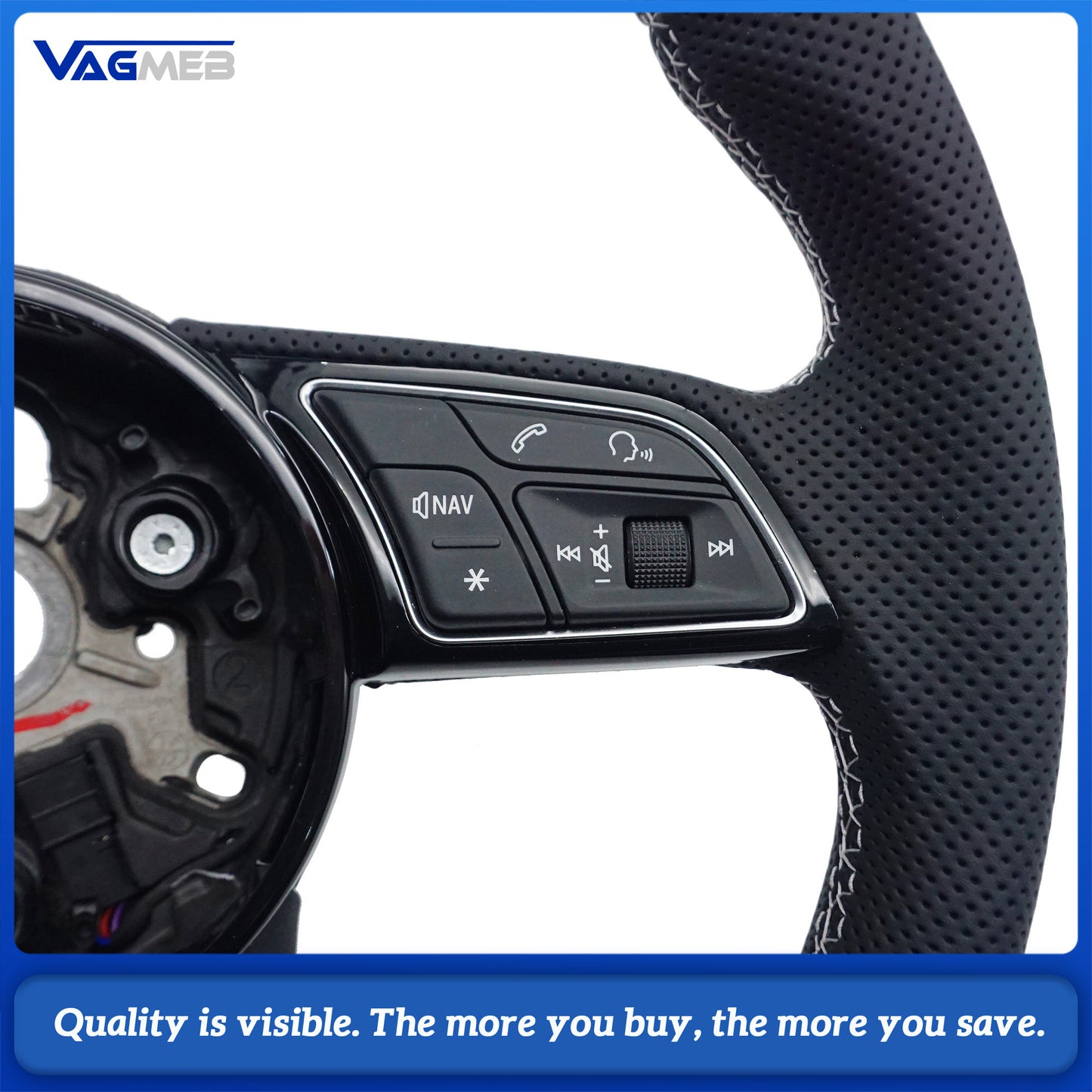 New Products Perforated Leather Steering Wheel For Audi A4 B9