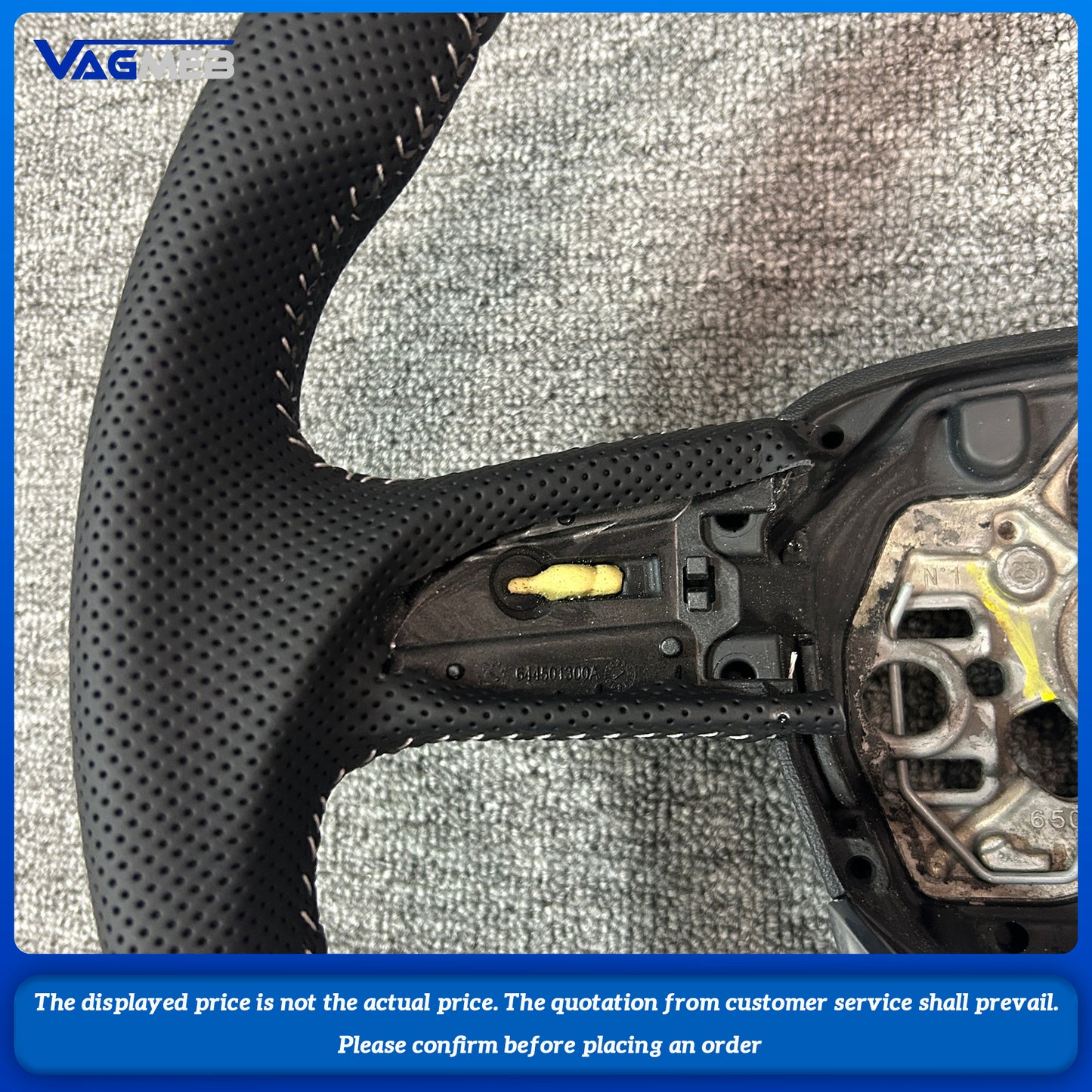 For Audi Q3 Multifunctional Perforated Leather Flat Bottomed Sports RSS Logo Steering Wheel Base Assembly