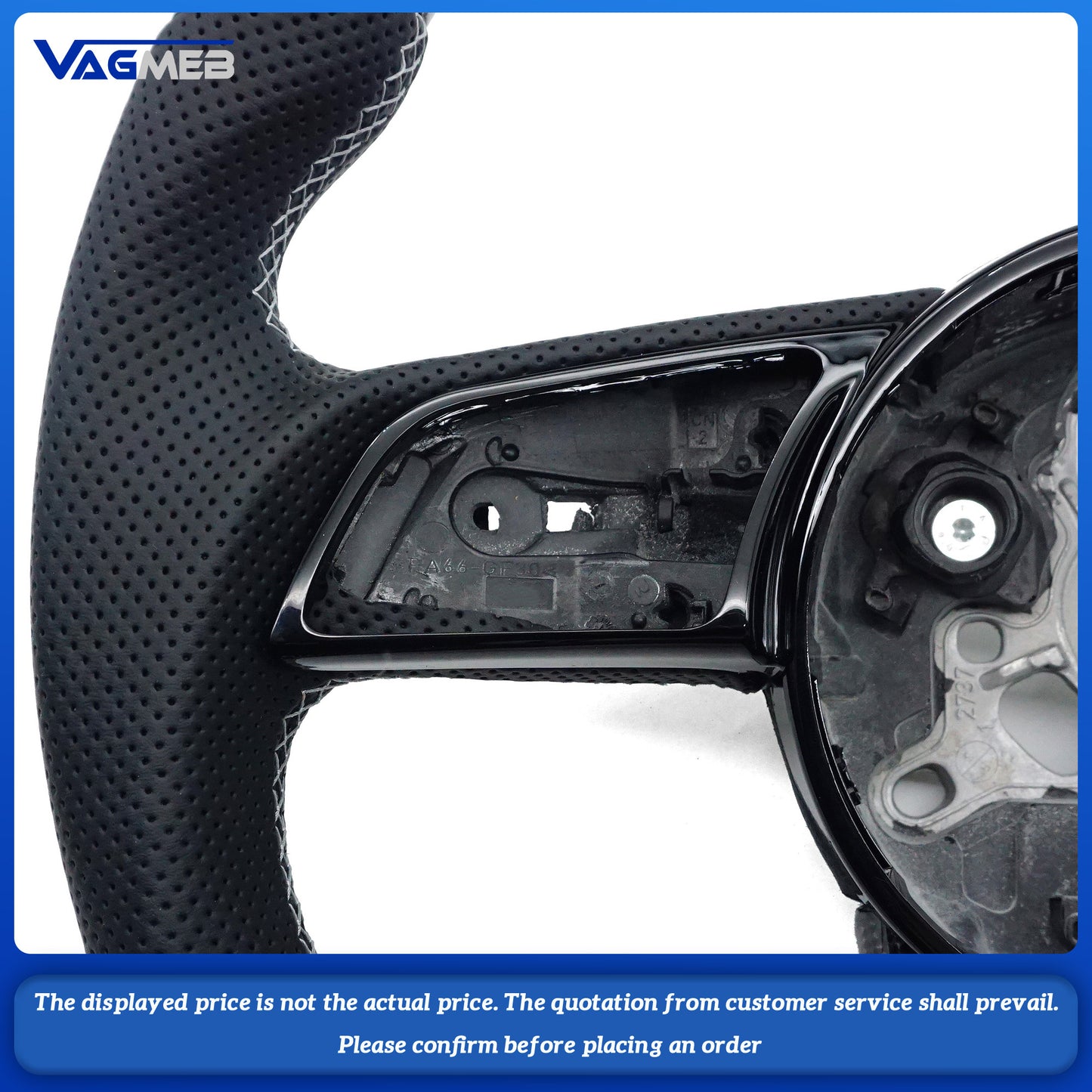 Leather perforated carbon fiber sports Light gray line Light gray backstroke mark steering wheel for Audi RS3 RS4 RS5 A3 A4 B9 A5 S3 S4 S5