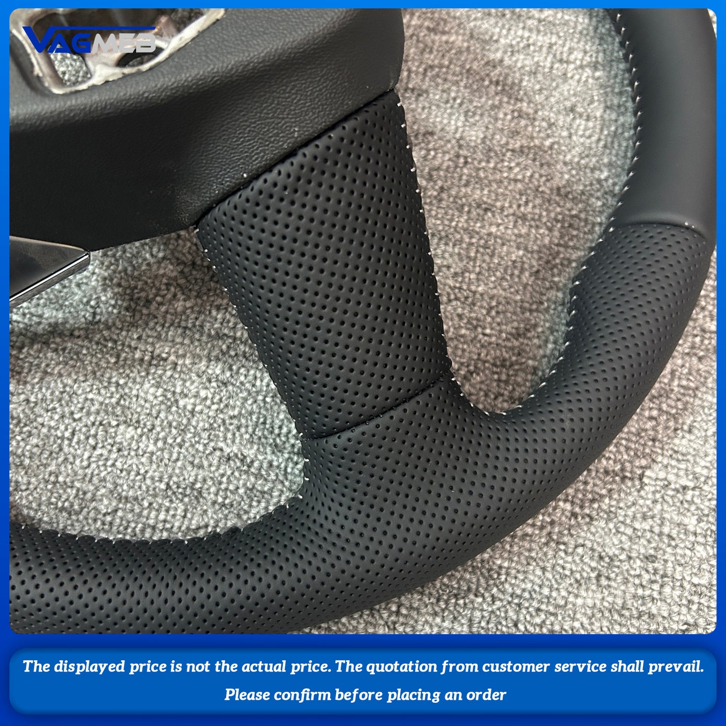 For Audi Q3 Multifunctional Perforated Leather Flat Bottomed Sports RSS Logo Steering Wheel Base Assembly