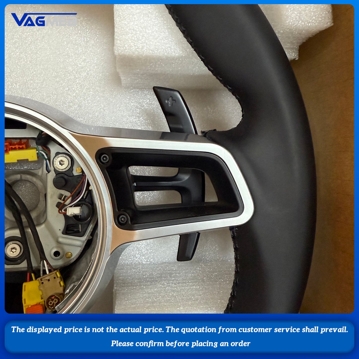 Customized for Porsche, black leather steering wheel, Cayenne Macan Boxster Cayman Taycan Panamera Carrera 718