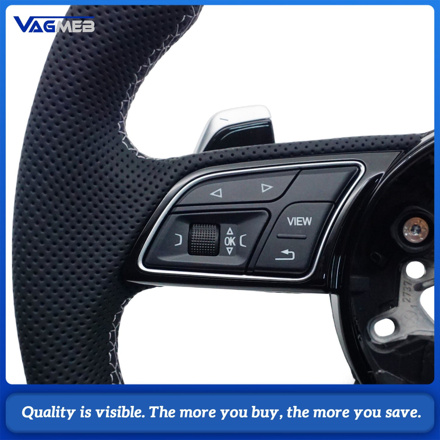 Leather blackened steering wheel suitable for Audi A4 B9 multifunctional steering wheel assembly