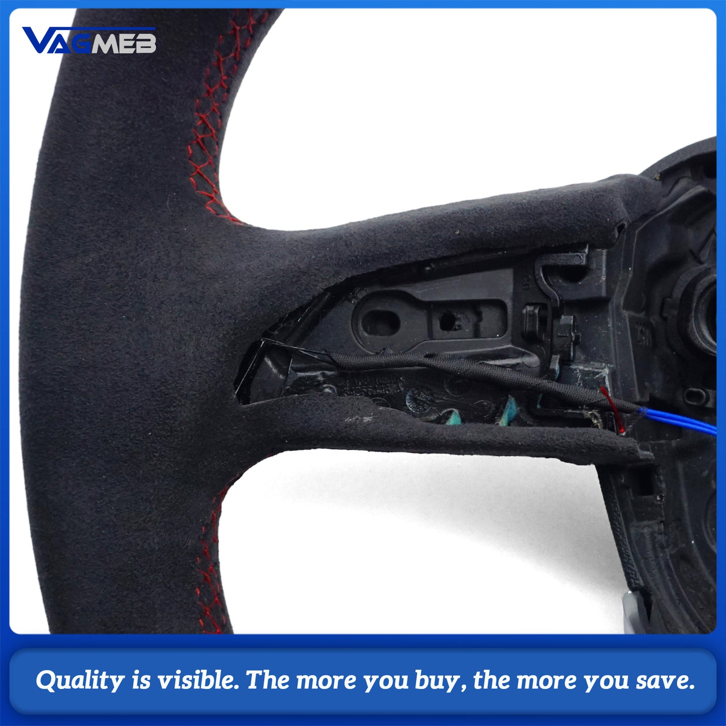 For Audi Q5 FY Q7 4M Q8 Alcantara white stitched flat bottomed sports steering wheel with heating, Car Accessories