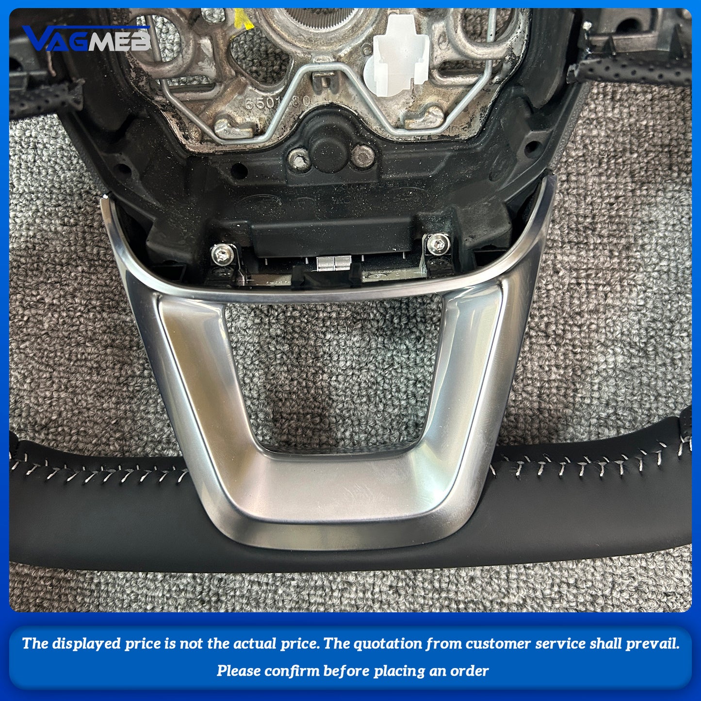 For Audi Q3 Multifunctional Perforated Leather Flat Bottomed Sports RSS Logo Steering Wheel Base Assembly