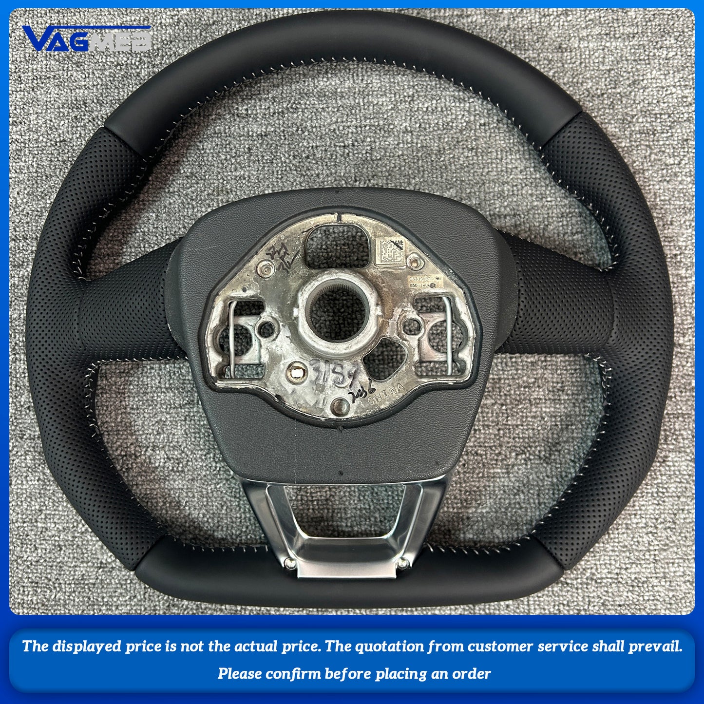 For Audi Q3 Multifunctional Perforated Leather Flat Bottomed Sports RSS Logo Steering Wheel Base Assembly