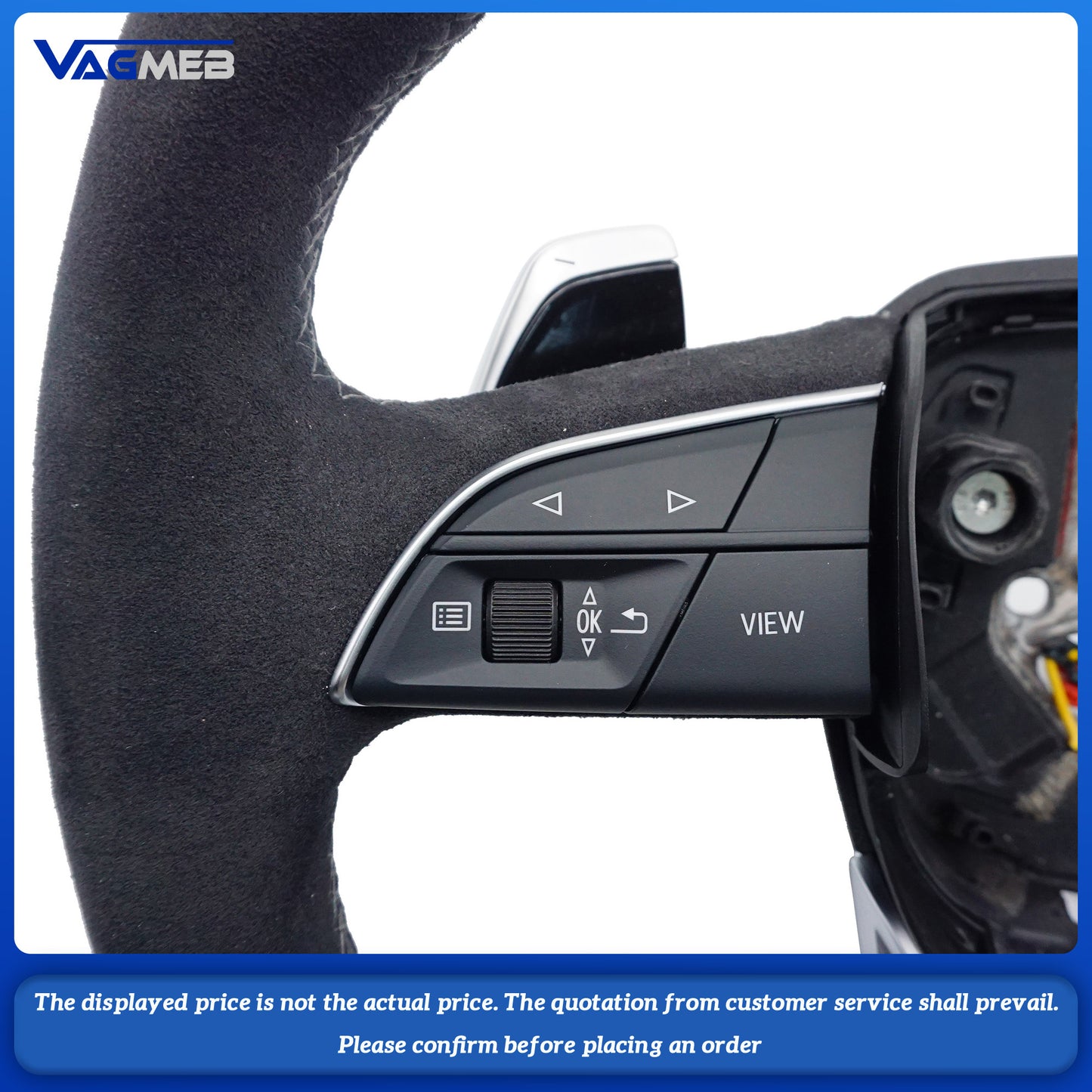 Matte carbon fiber gray stitching sports flat bottomed steering wheel with heating belt paddles For Audi Q5 FY