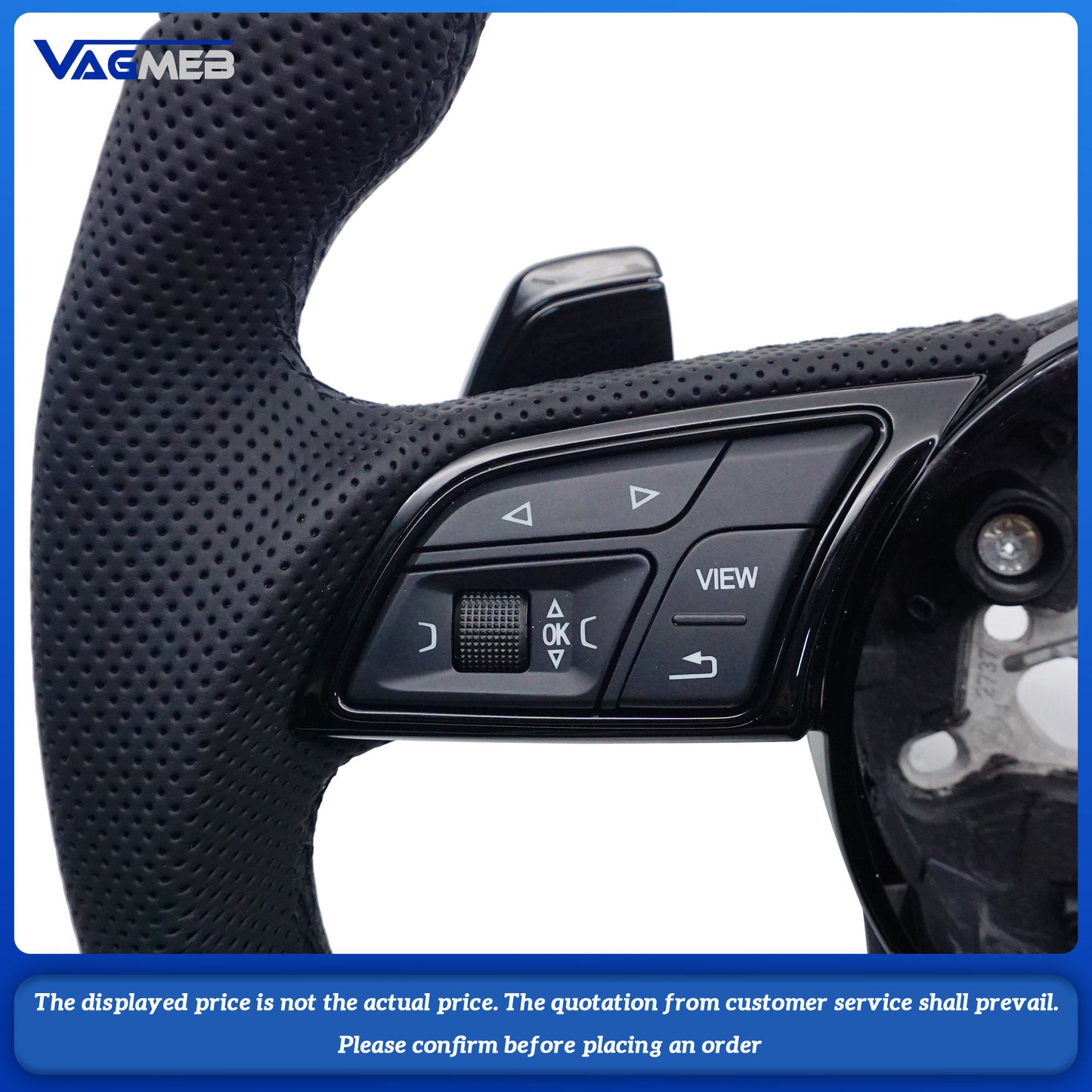 For Audi S Logo A4 B9 leather Full punch half punch Multi-color stitching various styles of paddles steering wheel