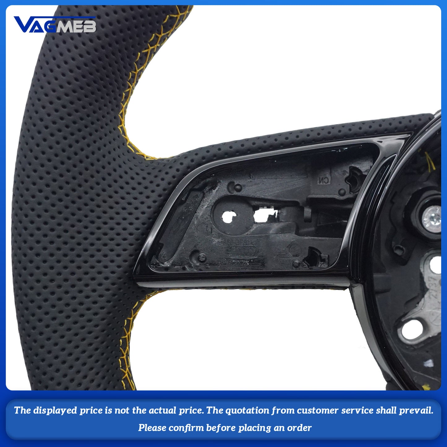 For Audi S logo A4 B9 yellow line steering wheel