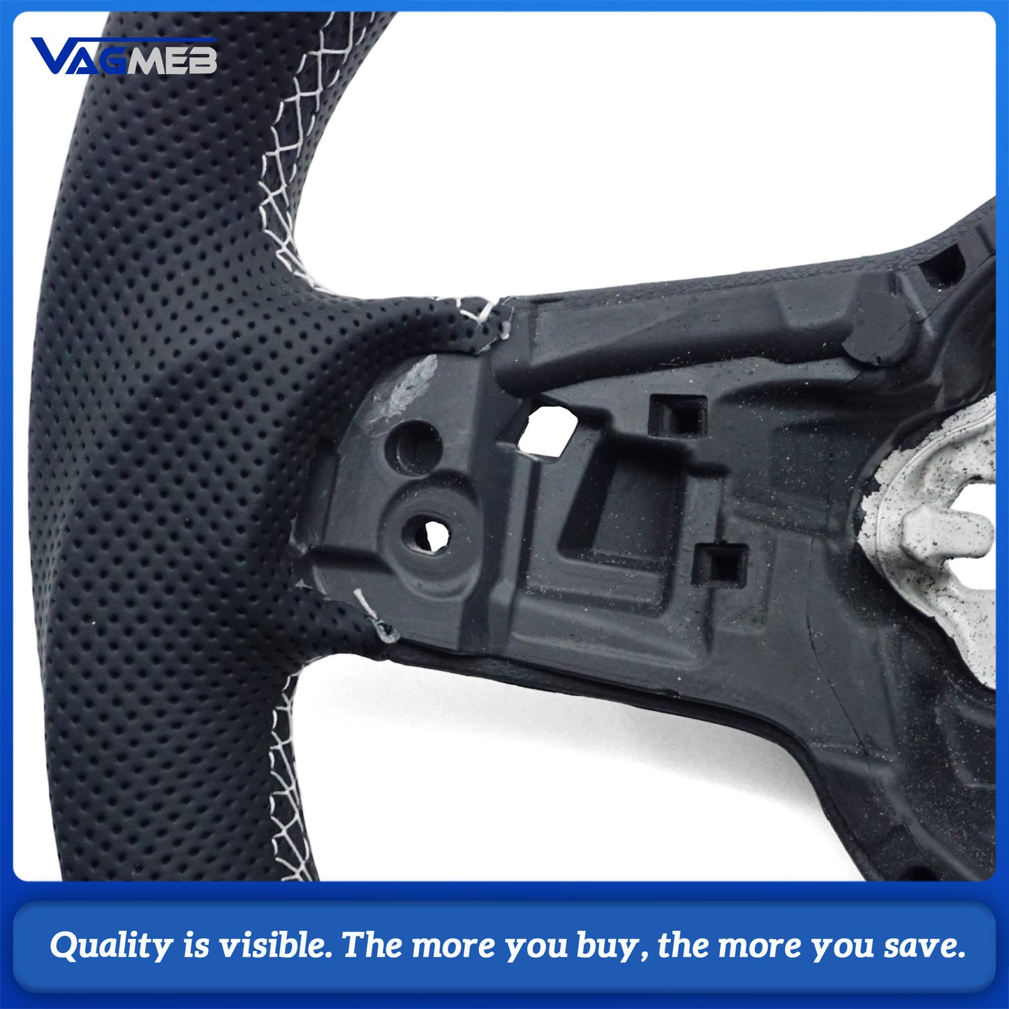 Half Alcantara leather perforated steering wheel for VW Golf MK7 7.5 GTI GTD GTE R Polo RLine white return logo