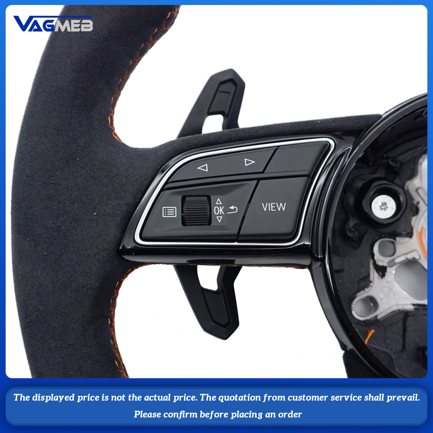For Audi A3 A4 A5 S3 S4 S5 B9 Orange line with an orange arrow pointing forward Steering Wheel With Key Button Frame Assembly