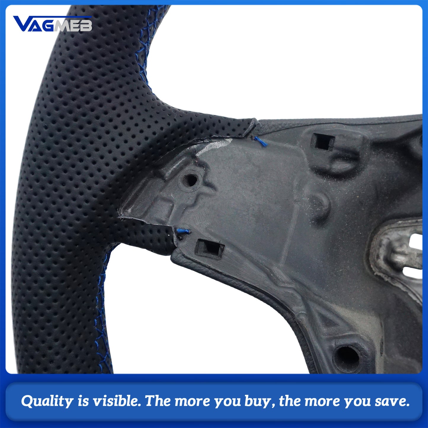 Leather perforated flat bottomed power steering wheel for VW Golf 7 MK7  Car Accessories