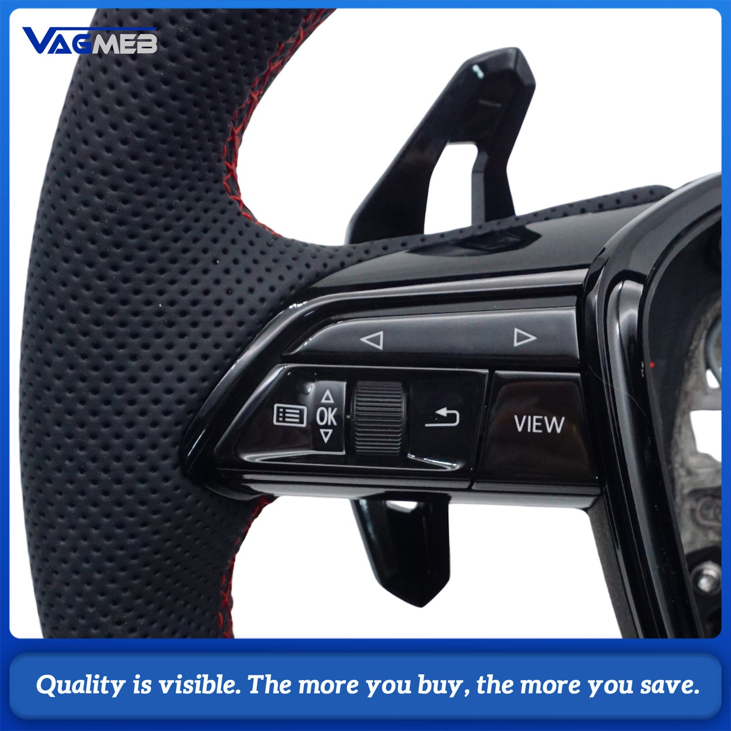 Blackened steering wheel suitable for Audi A6 C8 A7 red stitched leather sport steering wheel with heating